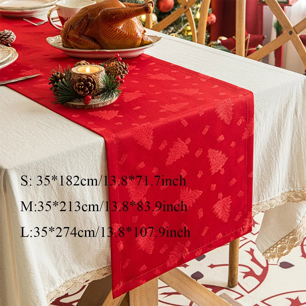 chinois table noël rouge vert brodé arbre maison fêtes classique polyester