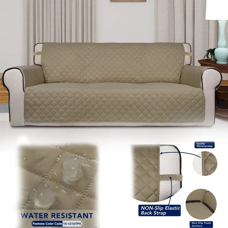 housse canapé marron quiltée réversible anti dérapante 100 polyestère moderne