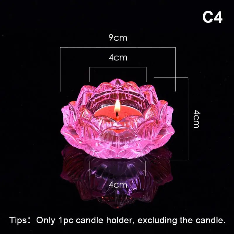 bougeoir verre artisanal forme fleur lotus porte bougie décoratif maison couleur vive opaque