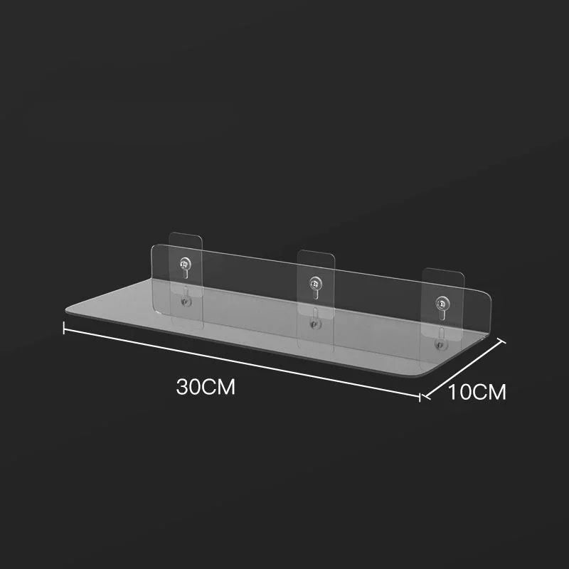 étagères murales transparentes modernes clips adhésifs support rangement imperméable articles divers 20cm 30cm 40cm