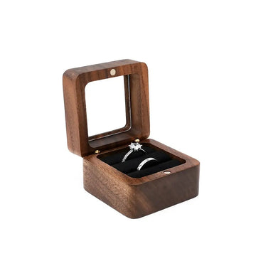 boîtes bijoux bois foncé rouge blanc noir tissu classique présentoir cadeau mariage