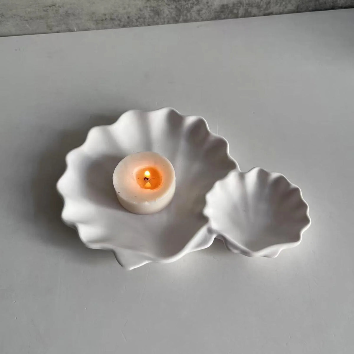 assiettes decoratives coquillage blanc nervures silicone plateaux compartiments bougie naturellements