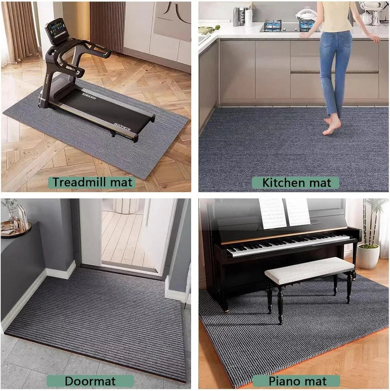 tapis gris foncé moderne antidérapant polyester insonorisant sol maison 80x160cm