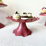 support gâteaux moderne bleu vert gris rose beige plateau ondulé base conique anniversaire mariage