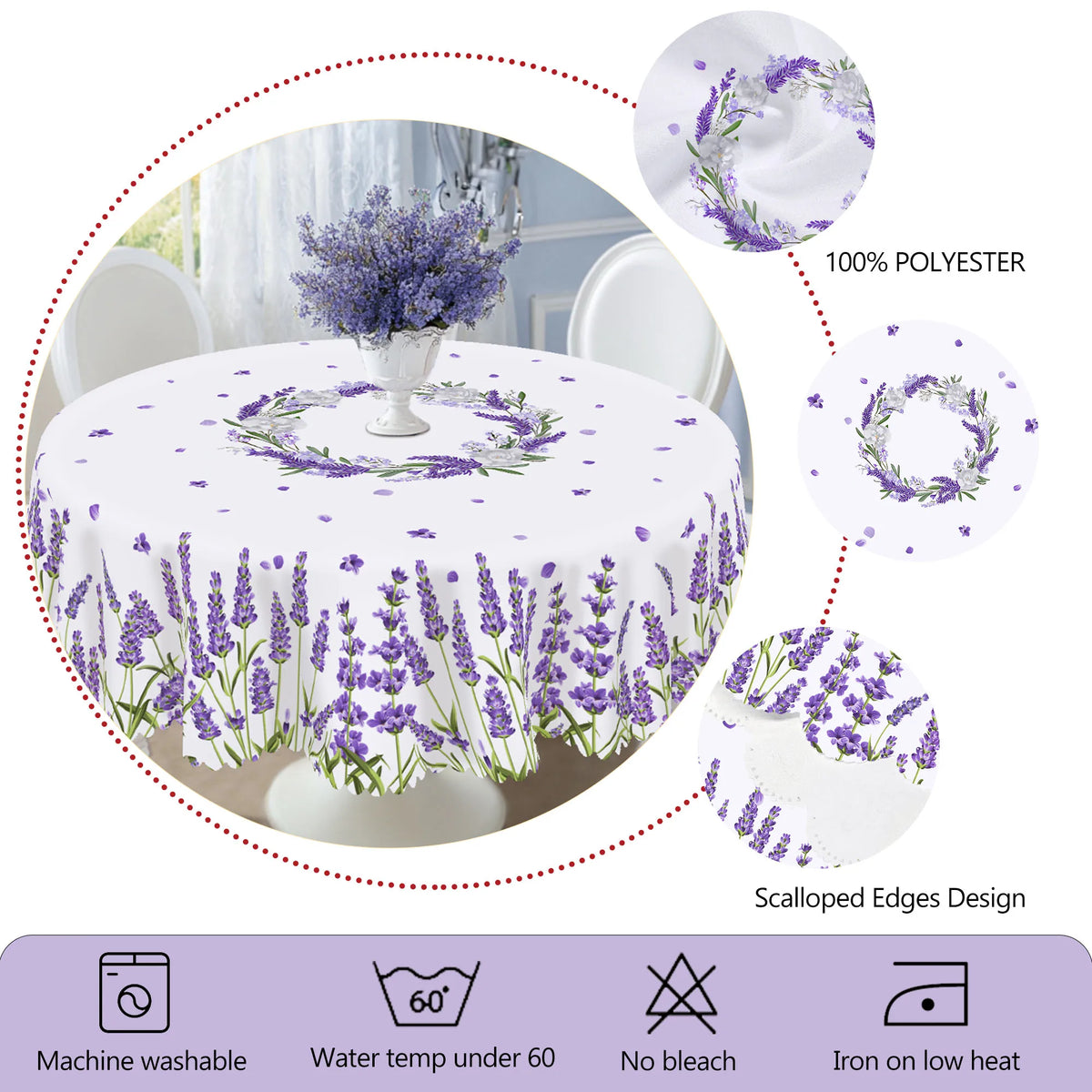 nappe fleur lavande motif floral table imperméable usage extérieur printemps mariage décoration classique violet