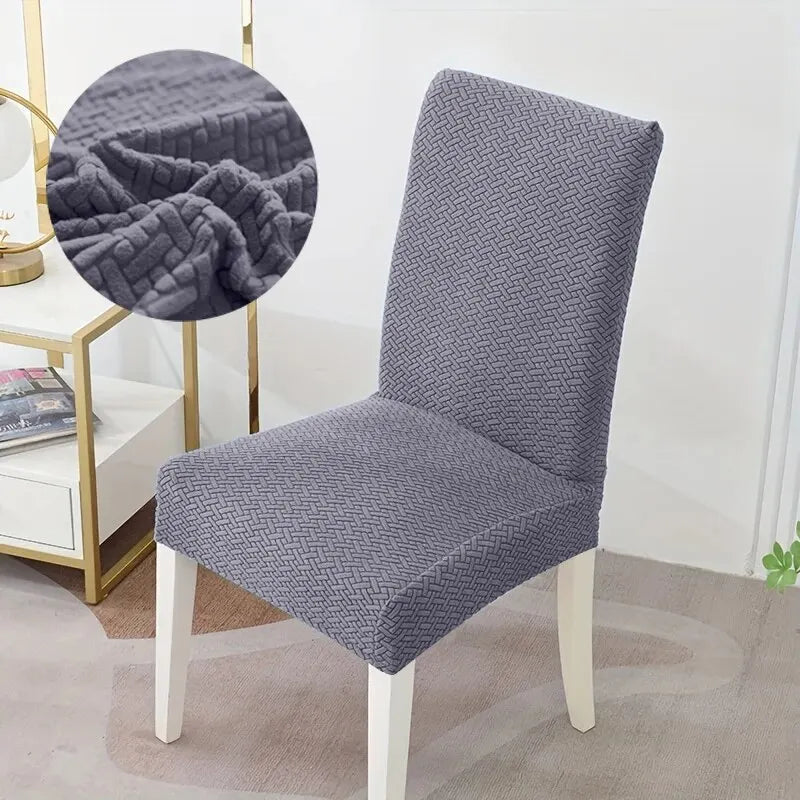 housses chaise élastiques universelles vert clair beige gris motif géométrique moderne adhésif polyester elasthanne