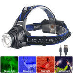 lampe frontale led noir bleu tissu logo clip verre transparent moderne camping