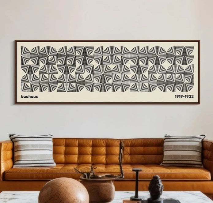 affiche moderne graphique spirales concentriques toile rectangle horizontal décoration intérieure abstraite encre imperméable opaque