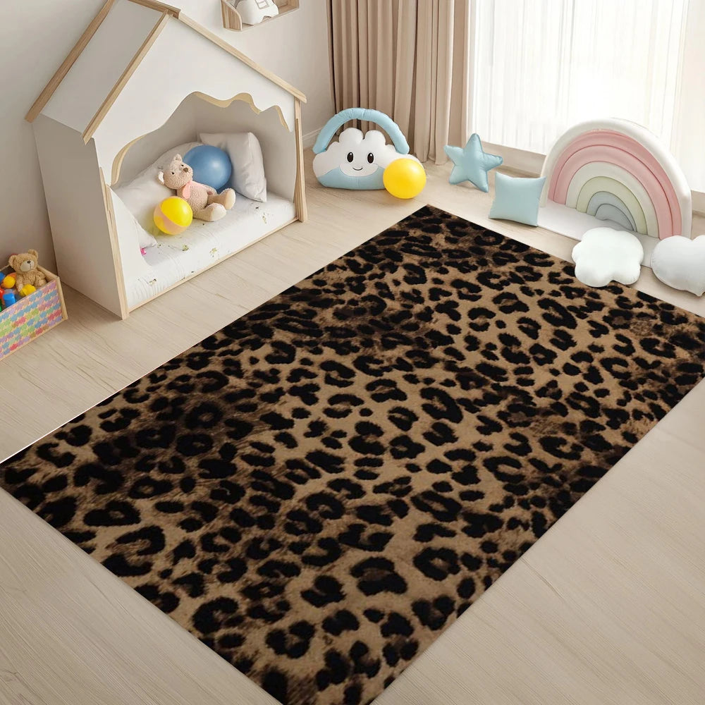 tapis imprimé léopard moderne anti dérapant polyester lavable extérieur décoration maison salon chambre prière