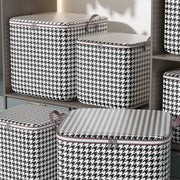 boîte rangement noire carreaux houndstooth vêtements literie pliante durable moderne