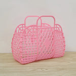 panier maille moderne noir rose clair bébé rangement réutilisable respectueux environnement minimaliste poignéescrição basée