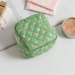 sacs cosmétiques toile jaune vert bleu blanc rose patchwork pois fleurs vintage zip