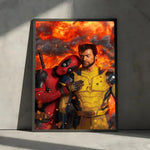 affiches deadpool pop art moderne cadre bois rouge noir gris blanc texture super héros