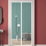rideau magnétique blanc anti insectes porte mains libres clips opaques rayures modernes ventilation chambre