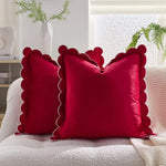 housse coussin moderne motif bordure dentelée orange marron gris rose beige blanc polyester coton