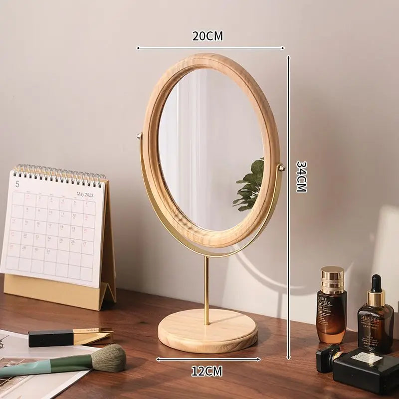 miroir cosmétique classique bois marron foncé pied central ornement décoration chambre erotique