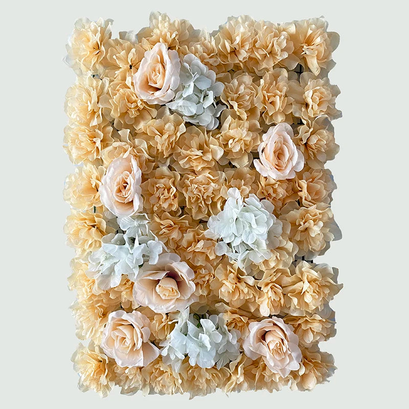 panneau mural fleurs artificielles rose blanc beige decoration romantique mariage anniversaire intérieur 60cmx40cm