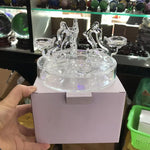 support décoratif transparent cristaux boules colorées motifs floraux sculpturales asiatique moderne ornement