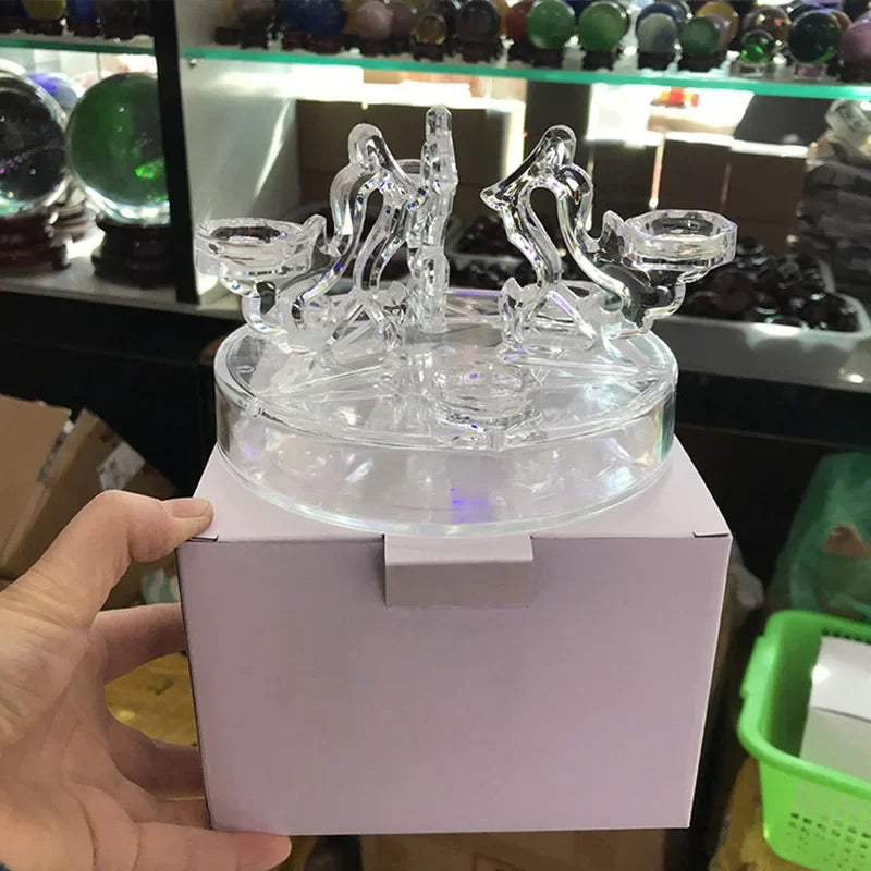support décoratif transparent cristaux boules colorées motifs floraux sculpturales asiatique moderne ornement