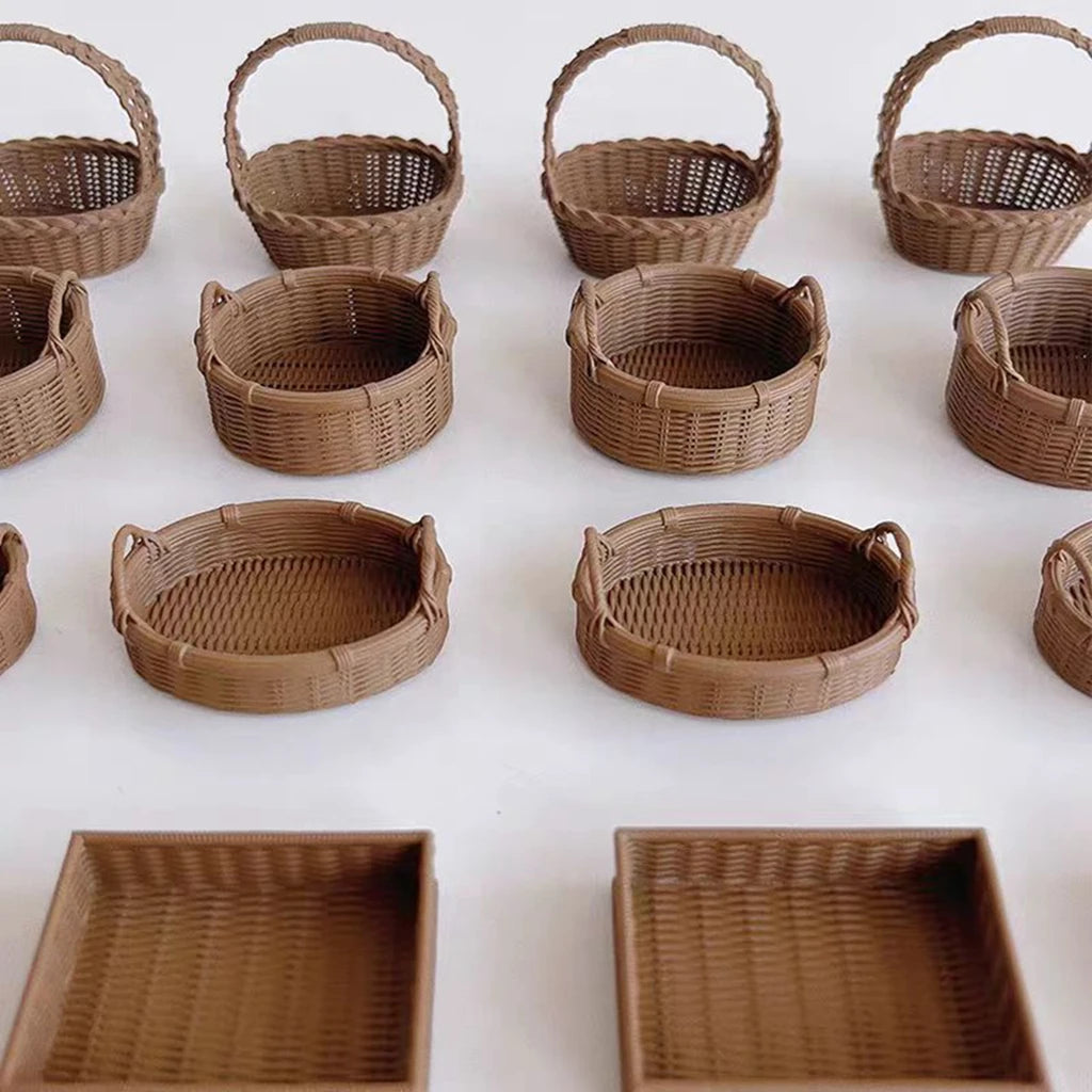 miniature panier osier rustique accessoires maison poupée décoration rangement paille naturel artisanal