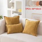 taies d'oreiller velours côtelé couleurs unies chic bordures décoratives polyester dimensions 30x50cm 45x45cm