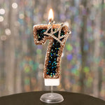 bougies gâteau numérotées paillettes couronne festives anniversaire mariage décoration noire dorée bleue