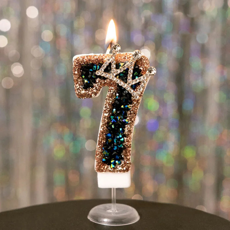bougies gâteau numérotées paillettes couronne festives anniversaire mariage décoration noire dorée bleue