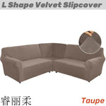 housse canapé d'angle velours noir moderne élastique lavable accueil places