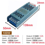 alimentation électrique 12v 24v 60w 100w 200w 300w 400w ultra fine bleue