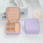 boîte bijoux cuir pu noir rose blanche bleue moderne compact glissière rangement bijoux