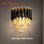 lustres cristal moderne luxueux chandelier noir or transparent led salon