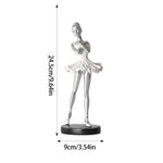 statue danseuse robe ballet posture classique or argent blanc moderne base plate
