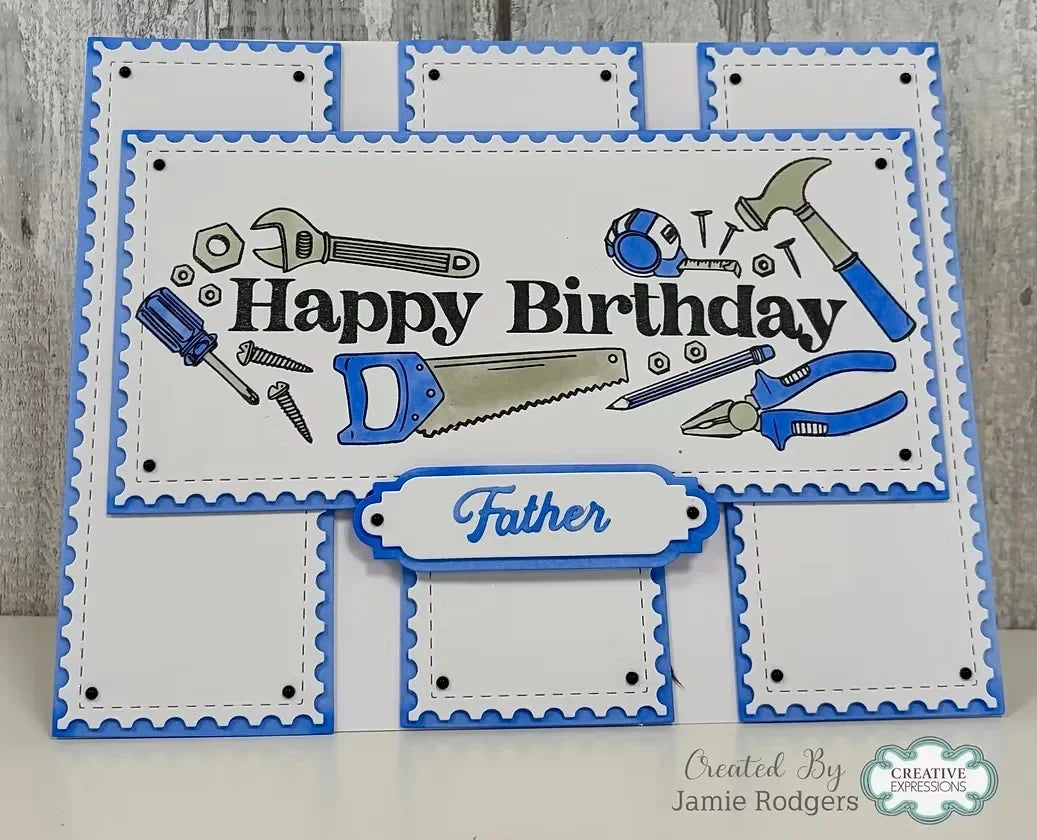tampons transparents happy birthday fleurs animaux coeurs outils géométriques textes cartonnage anniversaire