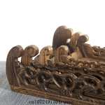 support bois sculpté motifs floraux traditionnel marron foncé objets décoratifs affichage thé