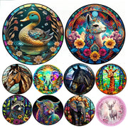 décoration murale animaux floral arc ciel effet vitrail moderne plaque métal fixations inclusées