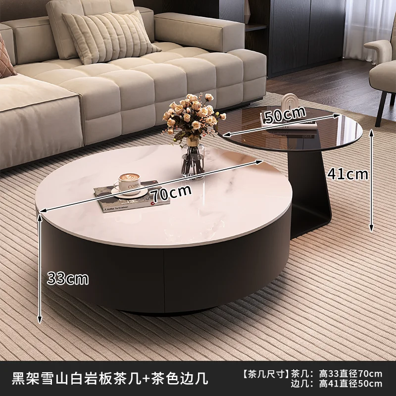 table basse moderne bois noir plateau amovible tiroir 70cm large 50cm profonde