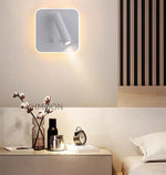 lampe murale led lecture chevet moderne rotative protection oculaire blanc noir aluminium fixation adhésive