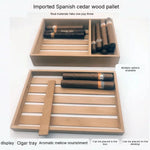 palette cigares bois naturel clair texture bois classique organisation rangement humidificateur bâches cèdre espagnol