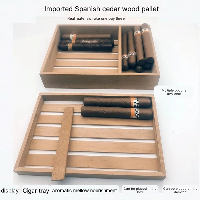 palette cigares bois naturel clair texture bois classique organisation rangement humidificateur bâches cèdre espagnol