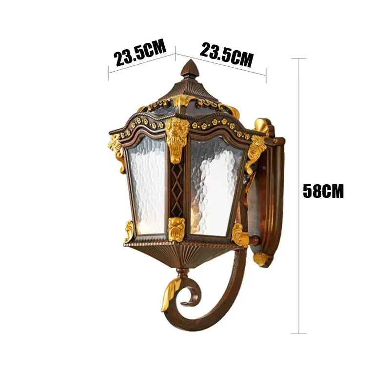 lampe murale éclairage extérieur moderne classique verre moulé texture dorée hydrofuge é27 led noir