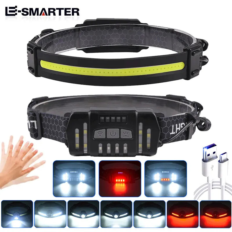 lampe frontale rechargeable led modes lumiere réglable tête camping pêche