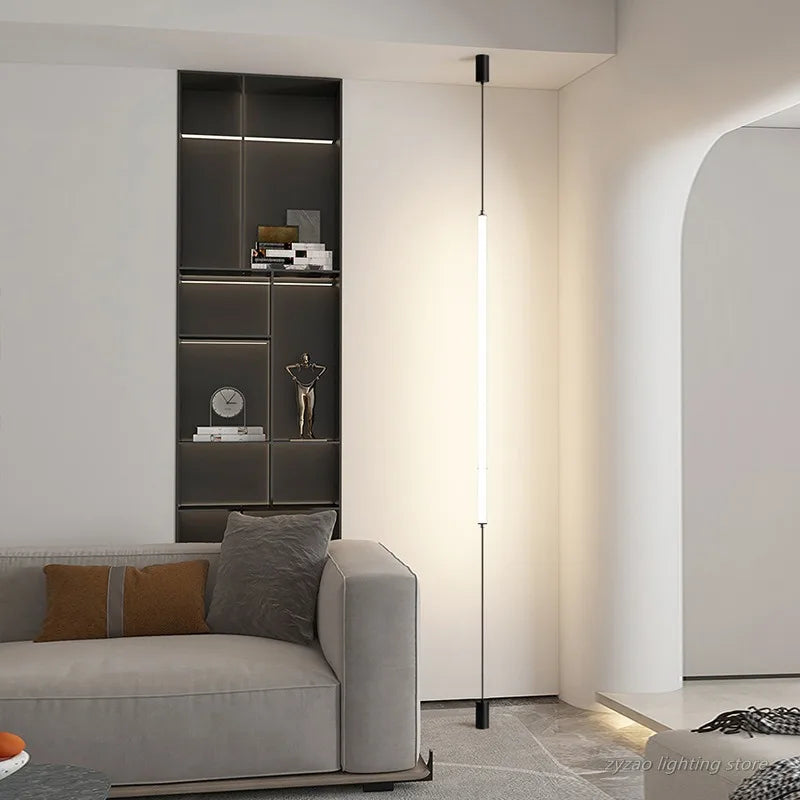 lampe sol moderne led blanc noir minimaliste pied stable câble alimentationflux lumineux élevé