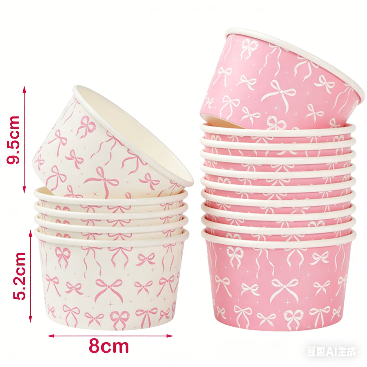 petites coupes papier rose motif rubans moderne blanc festives mariage anniversaire enfants