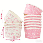 petites coupes papier rose motif rubans moderne blanc festives mariage anniversaire enfants