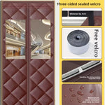 rideau porte marron quilted moderne velcro isolation coupe vent 100x200cm