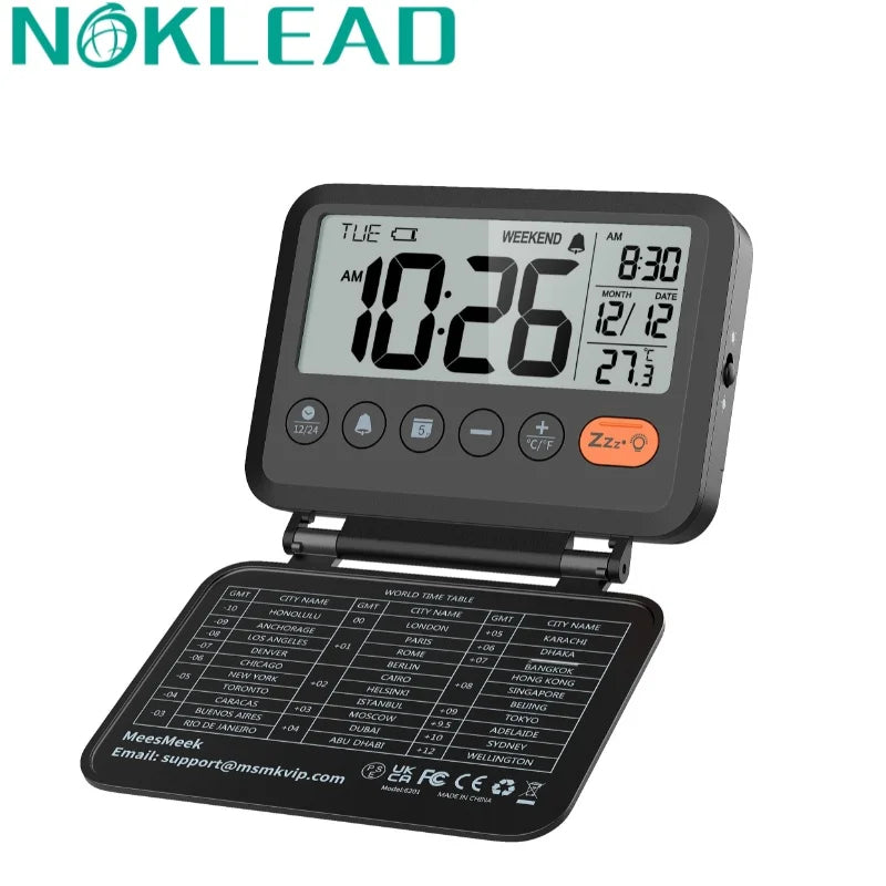 horloge numérique moderne affichage température date sommeil noir lcd led