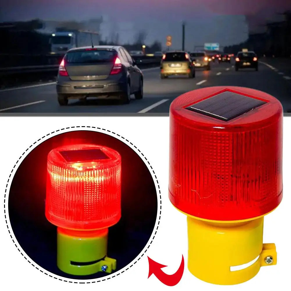 lampe signalisation solaire rouge jaune rayures verticales moderne utilitaire 24v certifiée panneau solaire vis