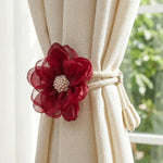 rideaux attaches fleurs décoratives beige bleu rouge rose noir tringle chambre coucher