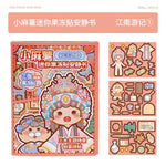 livre stickers rose traditionnels chinois personnages objets floraux adhésifs jeu habillage illustrations mutisme vintage