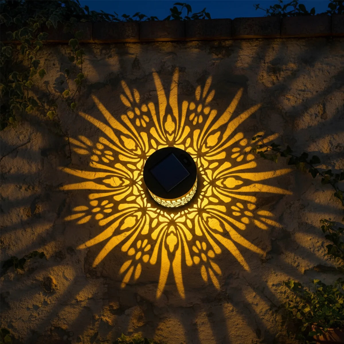 lampe solaire murale noire ornements floraux moderne contemporain